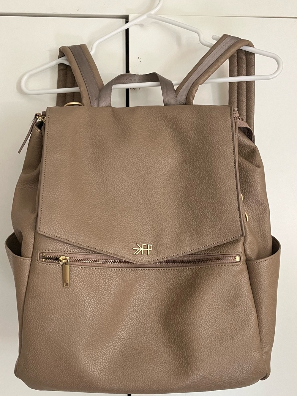 Freshly Picked Taupe Backpack with Gold Accents